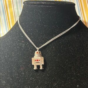 Silver Robot Pendant Necklace